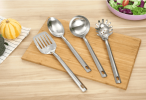 Mainstays Stainless Steel 4-Piece Kitchen Utensil Set, Spatula, Slotted Spoon, Ladle and Pasta Spoon