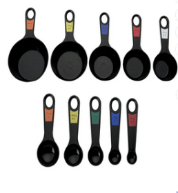 Farberware Professional 10 Piece Plastic Nesting Measuring Cup and Spoon Set Black