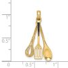 14K 3-D Enamel Spatula, Wooden Spoon, Whisk Moveable Charm