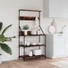 Baker's Rack with Hooks 4-Tier Smoked Oak Engineered Wood