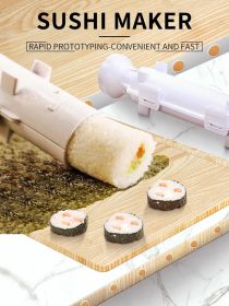 Quick Sushi Maker Roller Rice Mold Vegetable Meat Rolling Gadgets DIY Sushi Device Making Machine Kitchen Ware (Color: black)