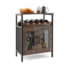 Household Simply Industrial Style Liquor Cabinet with Wine Rack (Type: Style B, Color: Rustic Brown)