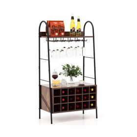 Household Simply Industrial Style Liquor Cabinet with Wine Rack (Type: Style A, Color: Rustic Brown)