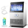 Commercial Ice Maker Machine, 90/110LBS/24H Under Counter Ice Maker, Stainless Steel Freestanding Ice Machine ,Self-Cleaning, Scoop