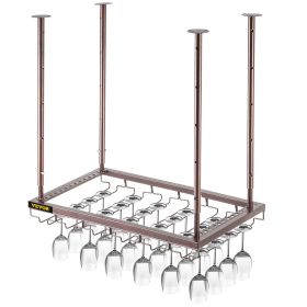VEVOR Ceiling Wine Glass Rack, 23.6 x 13.8 inch Hanging Wine Glass Rack, 18.9-35.8 inch Height Adjustable Hanging Wine Rack Cabinet (Color: Copper Stains, size: 23.6" x 13.8")