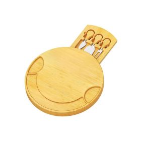 Kitchen Accessories Round Cheese Board With Cutlery Set (Type: Style A, Color: Natural)