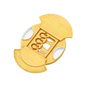 Kitchen Accessories Round Cheese Board With Cutlery Set (Type: Style B, Color: Natural)